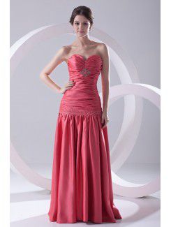 Satin Sweetheart Sheath Floor-Length Directionally Ruched Evening Dress