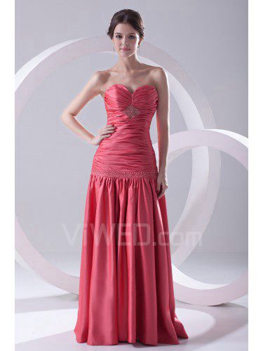 Satin Sweetheart Sheath Floor-Length Directionally Ruched Evening Dress