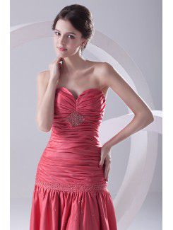 Satin Sweetheart Sheath Floor-Length Directionally Ruched Evening Dress