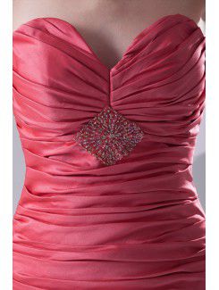 Satin Sweetheart Sheath Floor-Length Directionally Ruched Evening Dress