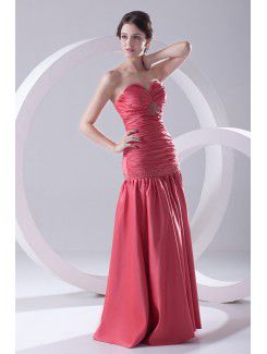 Satin Sweetheart Sheath Floor-Length Directionally Ruched Evening Dress