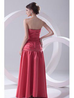 Satin Sweetheart Sheath Floor-Length Directionally Ruched Evening Dress