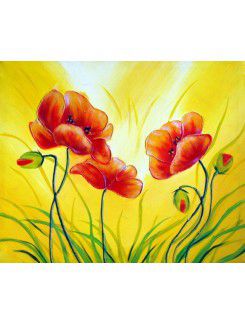 Printed Flower Canvas Art with Stretched Frame