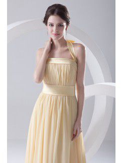 Chiffon Strapless Column Floor-Length Sash Evening Dress