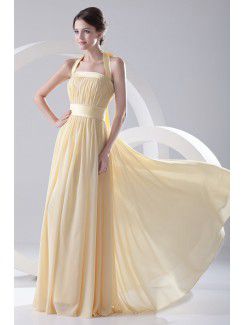 Chiffon Strapless Column Floor-Length Sash Evening Dress