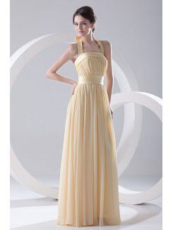 Chiffon Strapless Column Floor-Length Sash Evening Dress