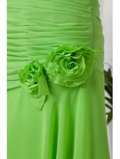 Chiffon Sweetheart A-line Floor Length Hand-made Flowers Evening Dress