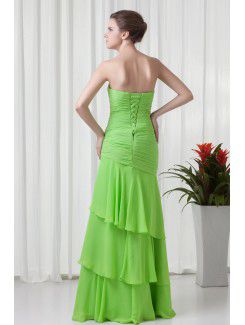 Chiffon Sweetheart A-line Floor Length Hand-made Flowers Evening Dress