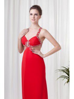 Chiffon Straps Column Sweep train Sequins Evening Dress