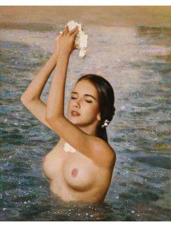 Painettu alaston tyttö kankaalle taiteen venytetty kehyksen