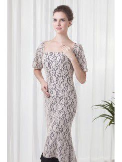 Lace Strapless Mermaid Floor Length Half Sleeve Evening Dress