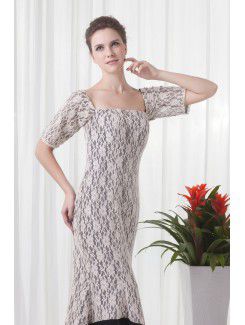 Lace Strapless Mermaid Floor Length Half Sleeve Evening Dress