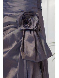 Taffeta Strapless Sheath Floor Length Hand-made Flower Evening Dress