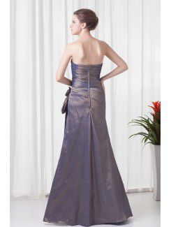 Taffeta Strapless Sheath Floor Length Hand-made Flower Evening Dress