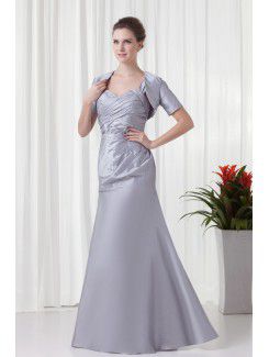 Taffeta Sweetheart A-line Floor Length Evening Dress with Crisscross Ruched and Jacket