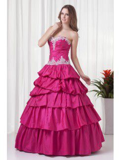 Taffeta V-Neckline A-line Floor Length Evening Dress with Embroidered and Jacket