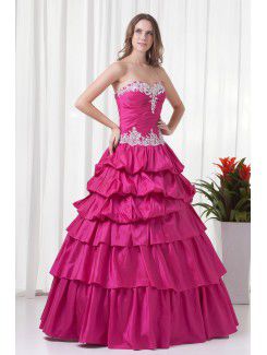 Taffeta V-Neckline A-line Floor Length Evening Dress with Embroidered and Jacket