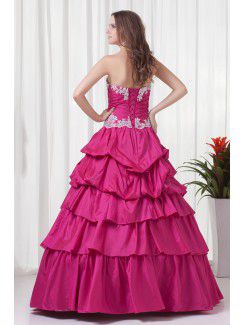 Taffeta V-Neckline A-line Floor Length Evening Dress with Embroidered and Jacket