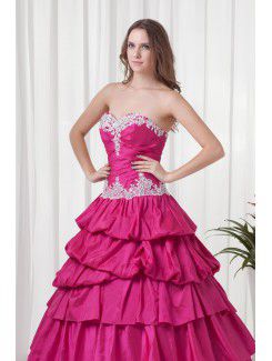 Taffeta V-Neckline A-line Floor Length Evening Dress with Embroidered and Jacket