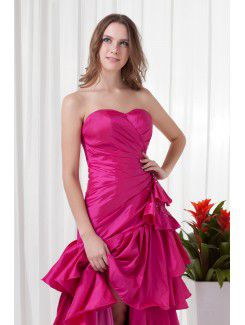 Taffeta Sweetheart A-line Sweep train Gathered Ruched Evening Dress