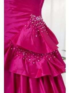 Taffeta Sweetheart A-line Sweep train Gathered Ruched Evening Dress