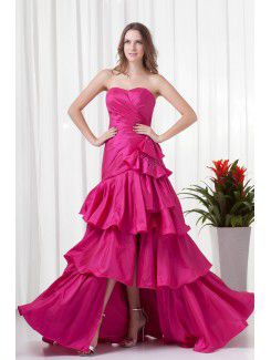 Taffeta Sweetheart A-line Sweep train Gathered Ruched Evening Dress