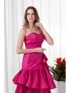 Taffeta Sweetheart A-line Sweep train Gathered Ruched Evening Dress