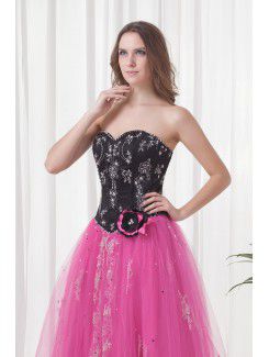 Satin and Net Sweetheart Ball Gown Floor Length Evening Dress with Embroidered and Jacket