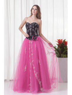 Satin and Net Sweetheart Ball Gown Floor Length Evening Dress with Embroidered and Jacket