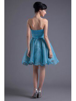 Organza Sweetheart A-line Knee-Length Hand-made Flower Cocktail Dress