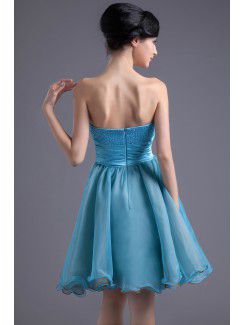 Organza Sweetheart A-line Knee-Length Hand-made Flower Cocktail Dress