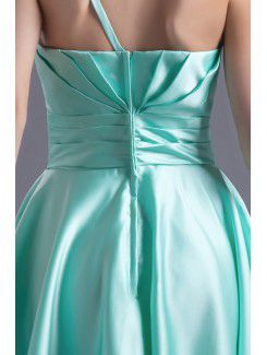 Satin One-Shoulder A-line Knee-Length Bow Cocktail Dress