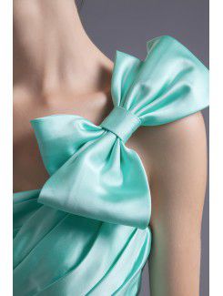 Satin One-Shoulder A-line Knee-Length Bow Cocktail Dress