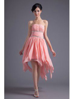 Chiffon Strapless Corset Short Sequins Cocktail Dress