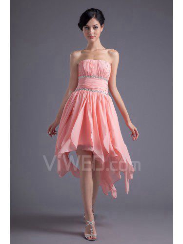 Chiffon Strapless Corset Short Sequins Cocktail Dress