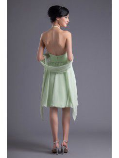 Chiffon Halter Column Knee-length Cocktail Dress