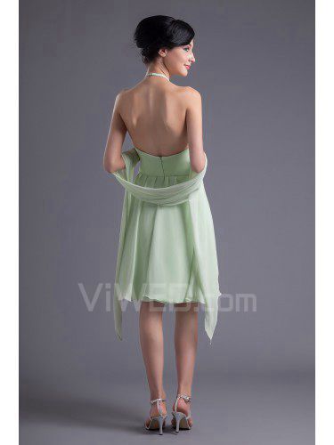 Chiffon halter kolonne knelang cocktail kjole