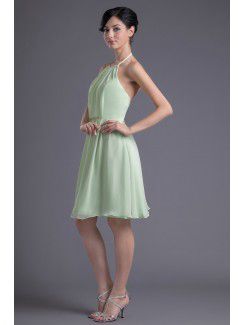 Chiffon Halter Column Knee-length Cocktail Dress