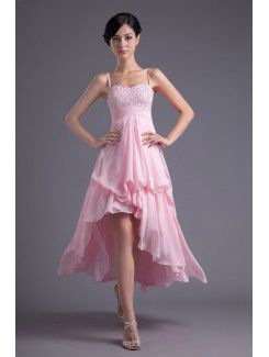 Chiffon Spaghetti Empire line Tea-Length Sequins Cocktail Dress