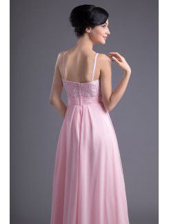 Chiffon Spaghetti Empire line Tea-Length Sequins Cocktail Dress