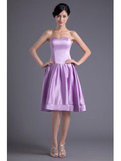 Satin Sweetheart A-line Knee-length Cocktail Dress