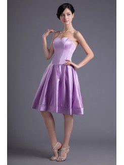 Satin Sweetheart A-line Knee-length Cocktail Dress