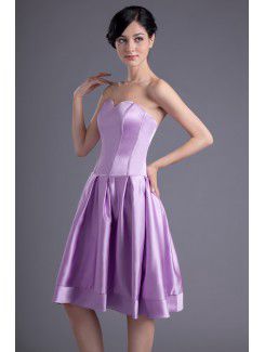 Satin Sweetheart A-line Knee-length Cocktail Dress