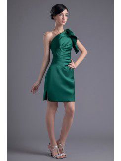 Satin Asymmetrical Sheath Cocktail Dress