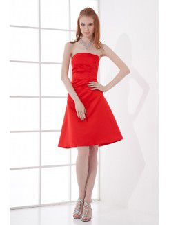 Satin Strapless A-line Cocktail Dress