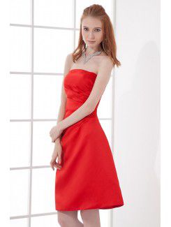 Satin Strapless A-line Cocktail Dress