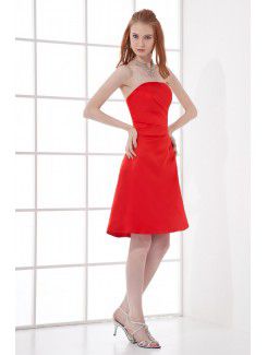 Satin Strapless A-line Cocktail Dress