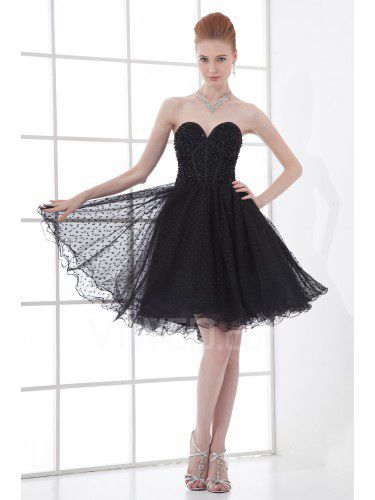 Net querida bainha vestido de cocktail curto bordado