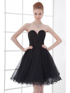 Net Sweetheart Sheath Short Embroidered Cocktail Dress