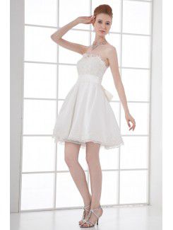 Satin Strapless A-line Short Sash Cocktail Dress